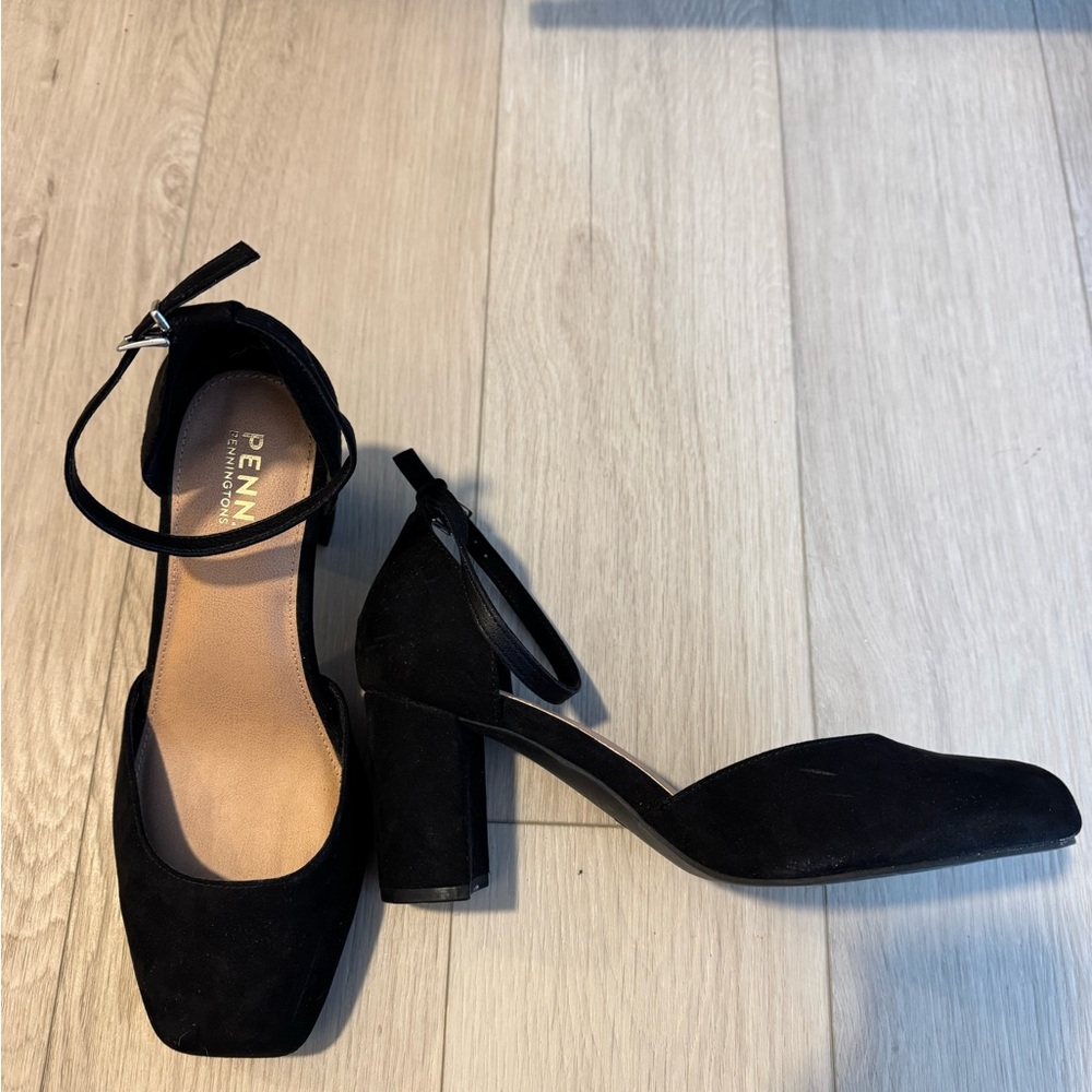 Penningtons Black Ankle Strap 3inch Block Heels - Picture 2 of 3